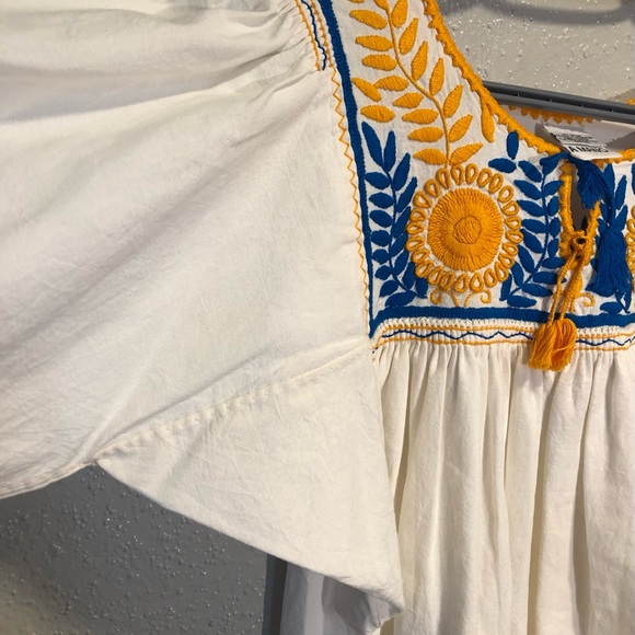 KIMILI Embroidery Blouse/ Dress Medium Cream Light Blue - Picture 3 of 9